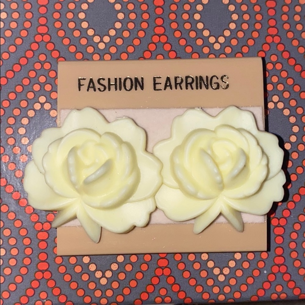 Yellow Rose Earrings Studs